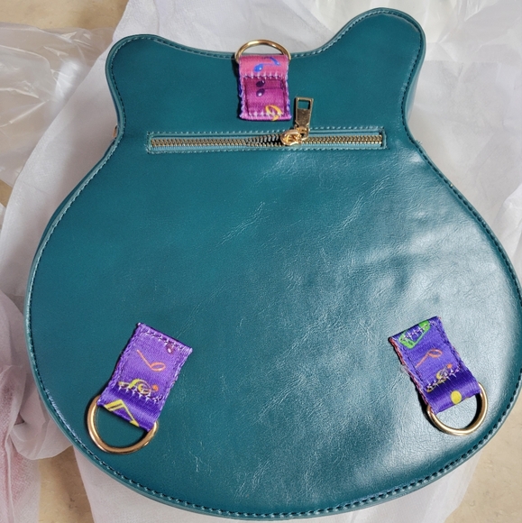 Guitar embellished pu leather guitar backpack/bag-turquoise main image 9